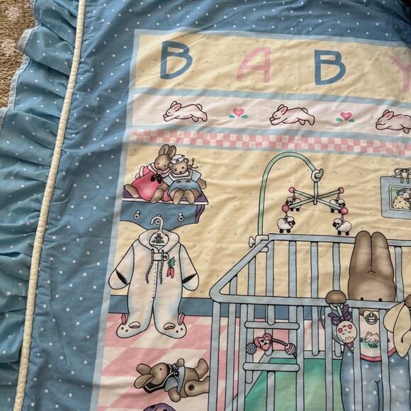Vintage Bunny Kingdom Baby Bunny Rabbit Crib Nursery Baby Comforter 39 x 49 - Picture 5 of 10